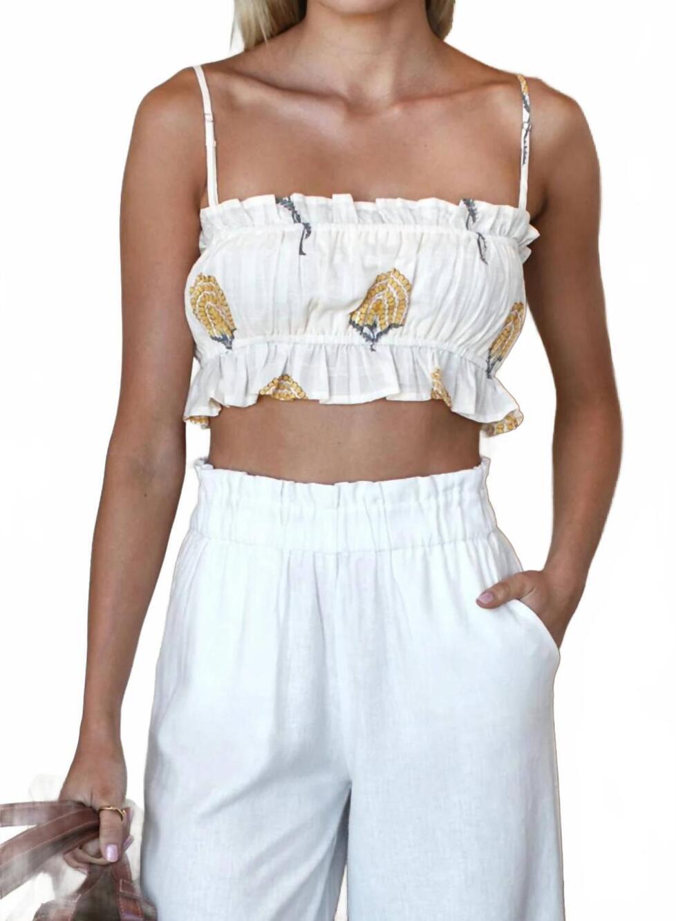 NEW EMERSON FRY vacation top in fan flowers marigold